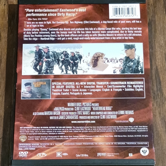 HEARTBREAK RIDGE on DVD Clint Eastwood - Picture 2 of 2